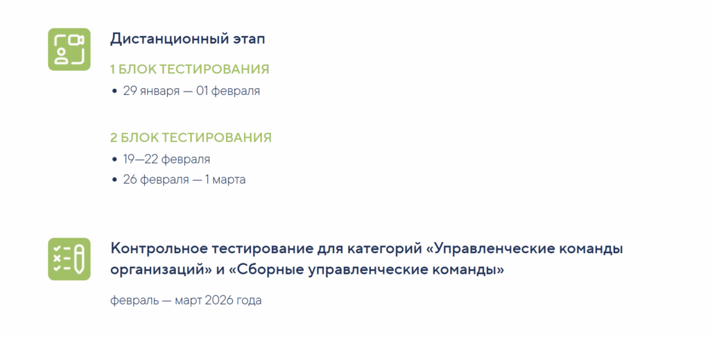 Этапы конкурса Лидеры России 2026